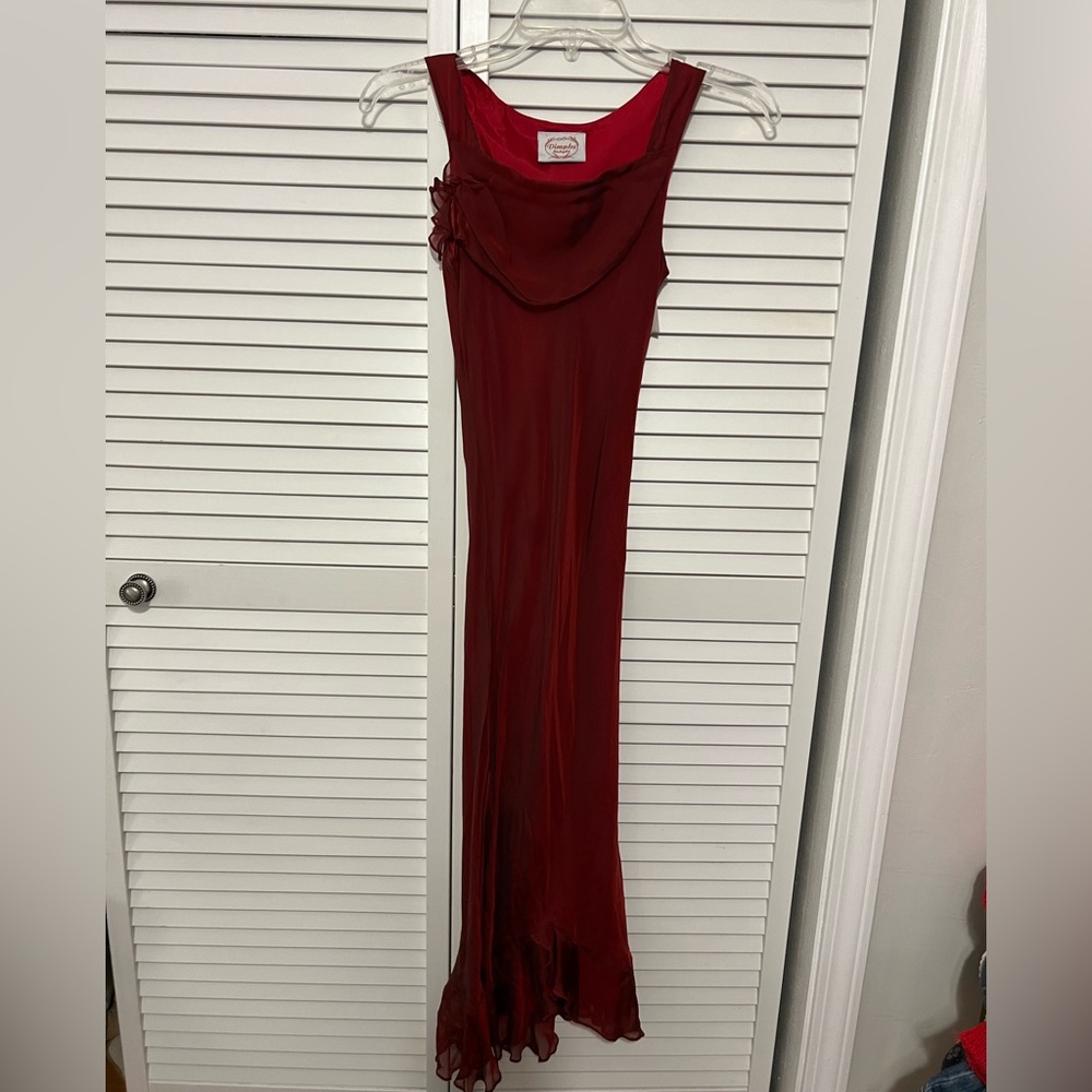 XXS-XS burgundy formal dress, red